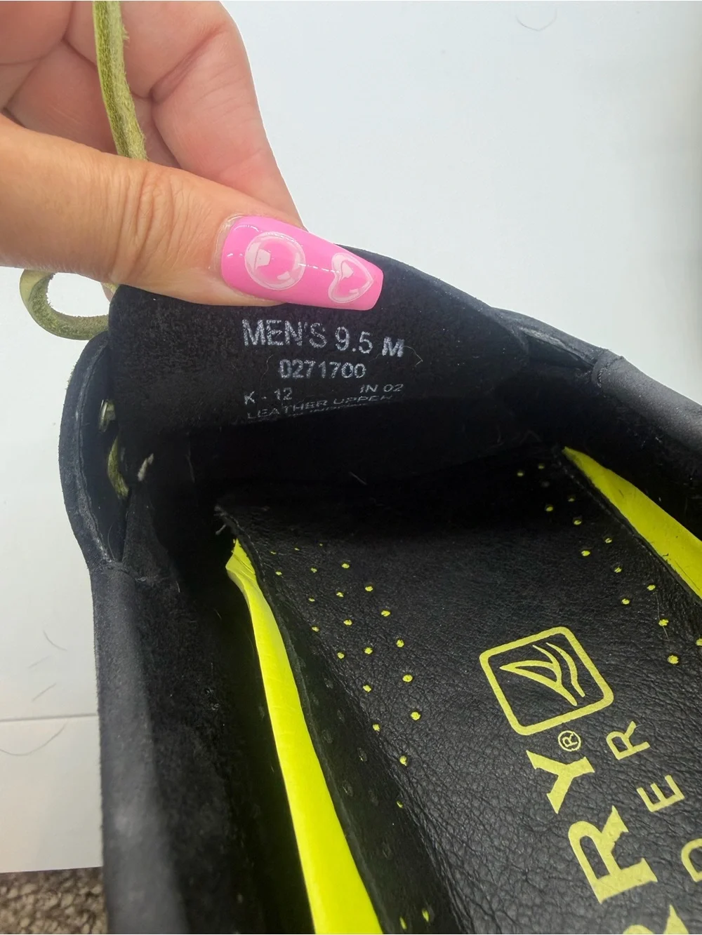 Sperry Men’s Black Boat Shoes with Neon Yellow Accents